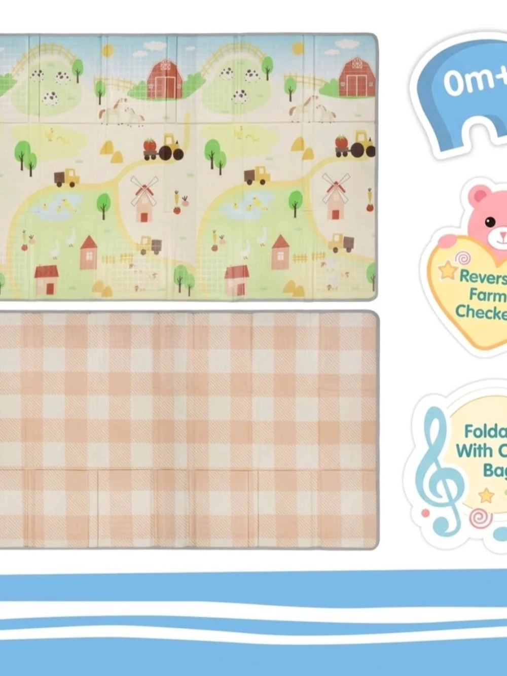 Brand New Pastel Farm Play Mat for Kids - Cream & Pastel Multi-Color